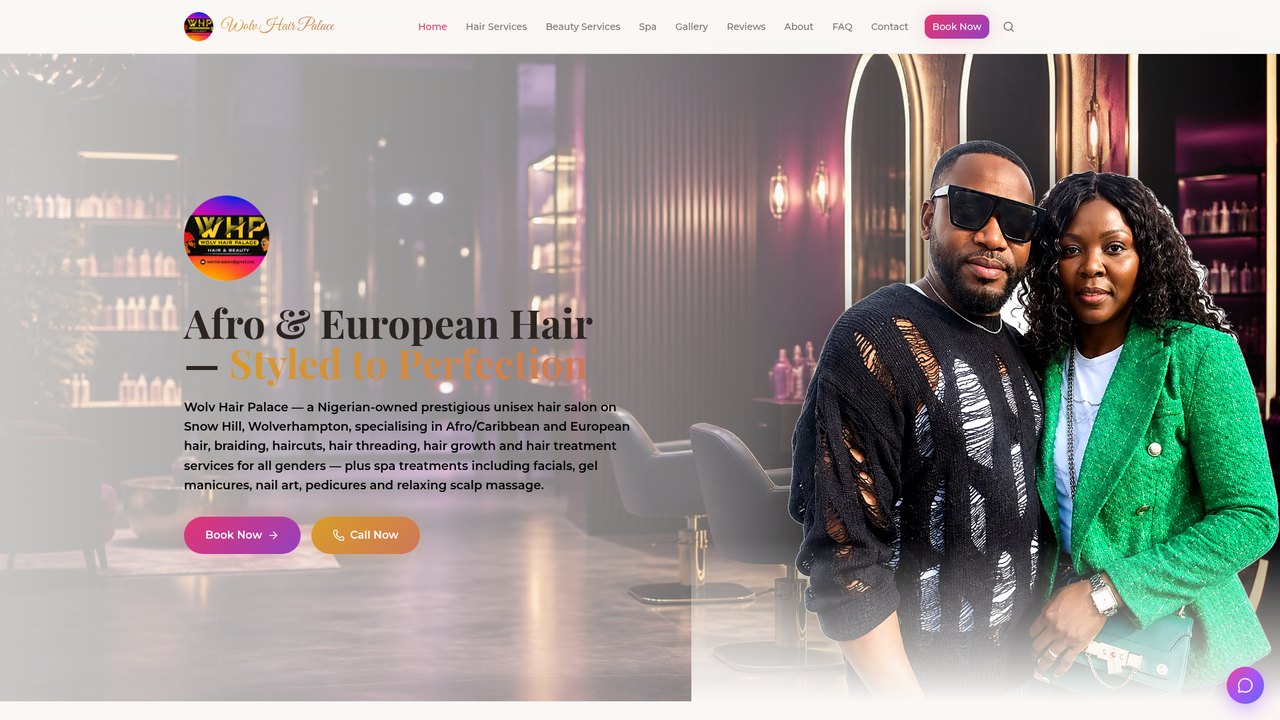 Website designed for Wolv Hair Palace